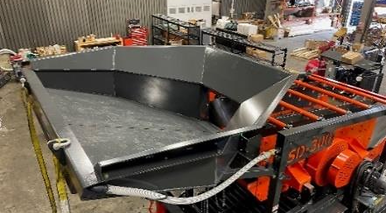 20' x 24" stacker conveyor with electric motor, guarding & impact bed